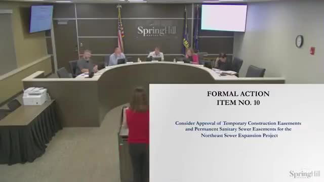 Council approves temporary and permanent easements for Northeast Sewer Expansion; staff to issue payments