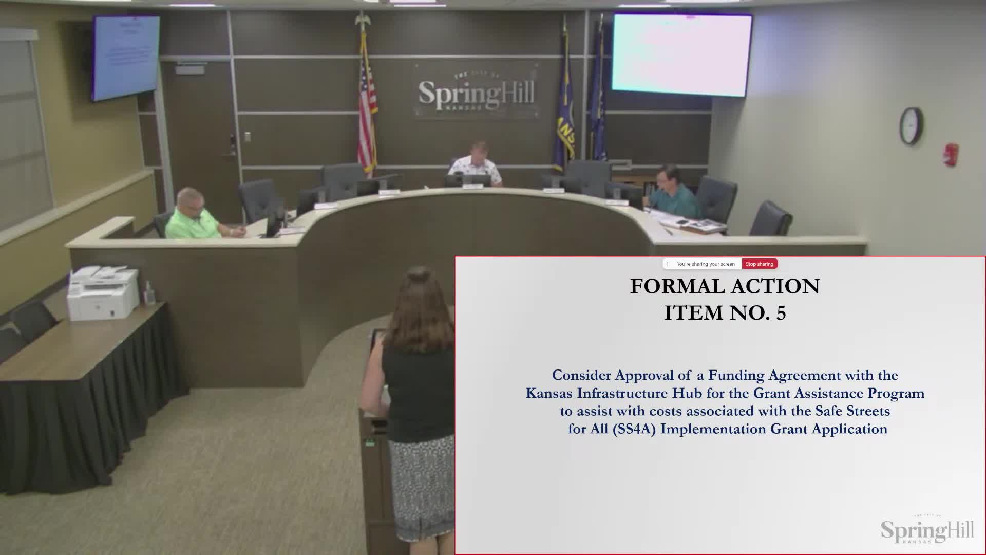 City to accept grant-assistance funds for SS4A application costs; staff reports larger local-match award