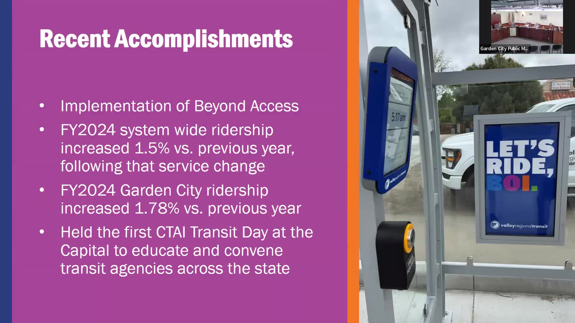 Valley Regional Transit reports 1.78% ridership rise in Garden City post-service changes