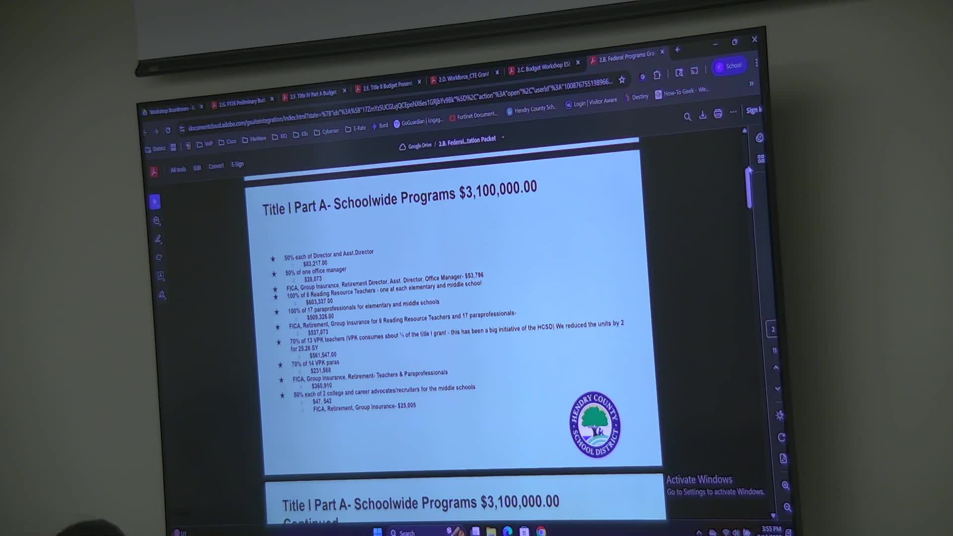 District briefed board on federal and state grants under review, outlines program impacts