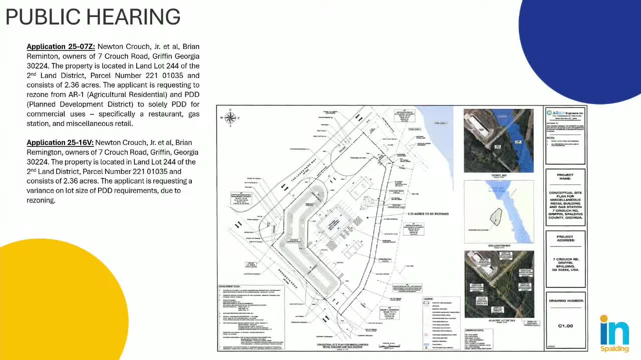 Griffin board reviews PDD rezoning request for gas station and restaurant complex
