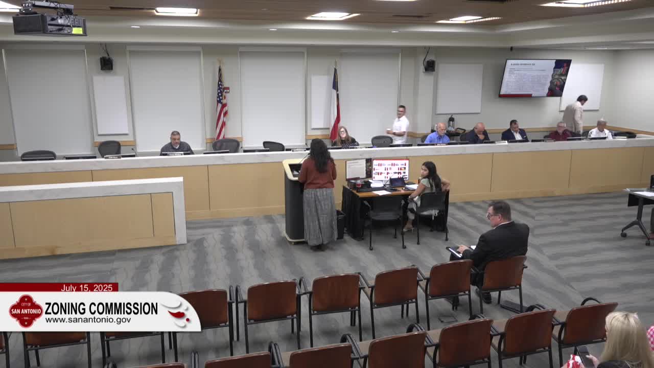 Commissioners review Alamo Auctioneers' rezoning request for 18.179 acres near 410