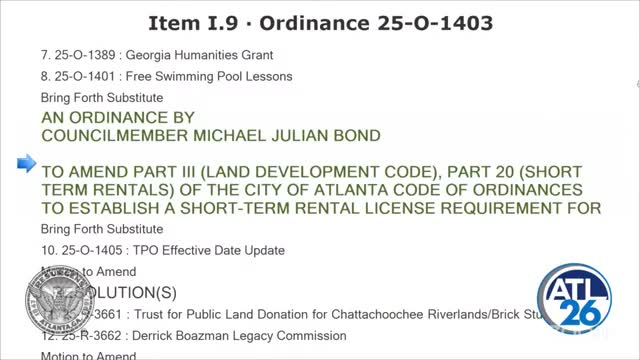 Atlanta City Council Debates Short Term Rental Ordinance Before August Recess