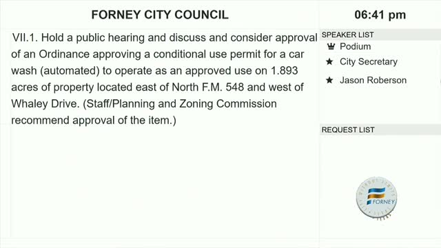 Forney City Council approves conditional use permit for new automated car wash