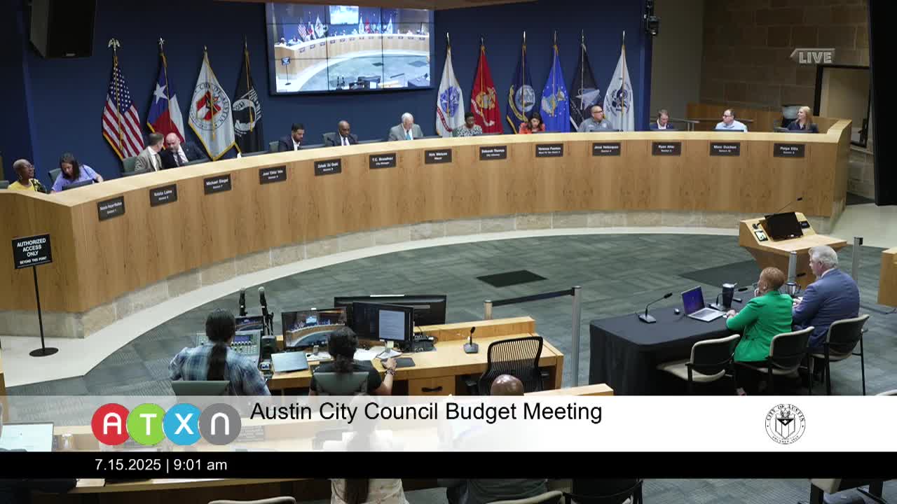 Austin City Council discusses 2025-2026 budget amid public testimony