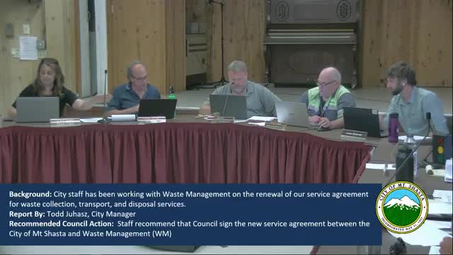 Mount Shasta City Council Approves Waste Management Contract and Parking District Pass