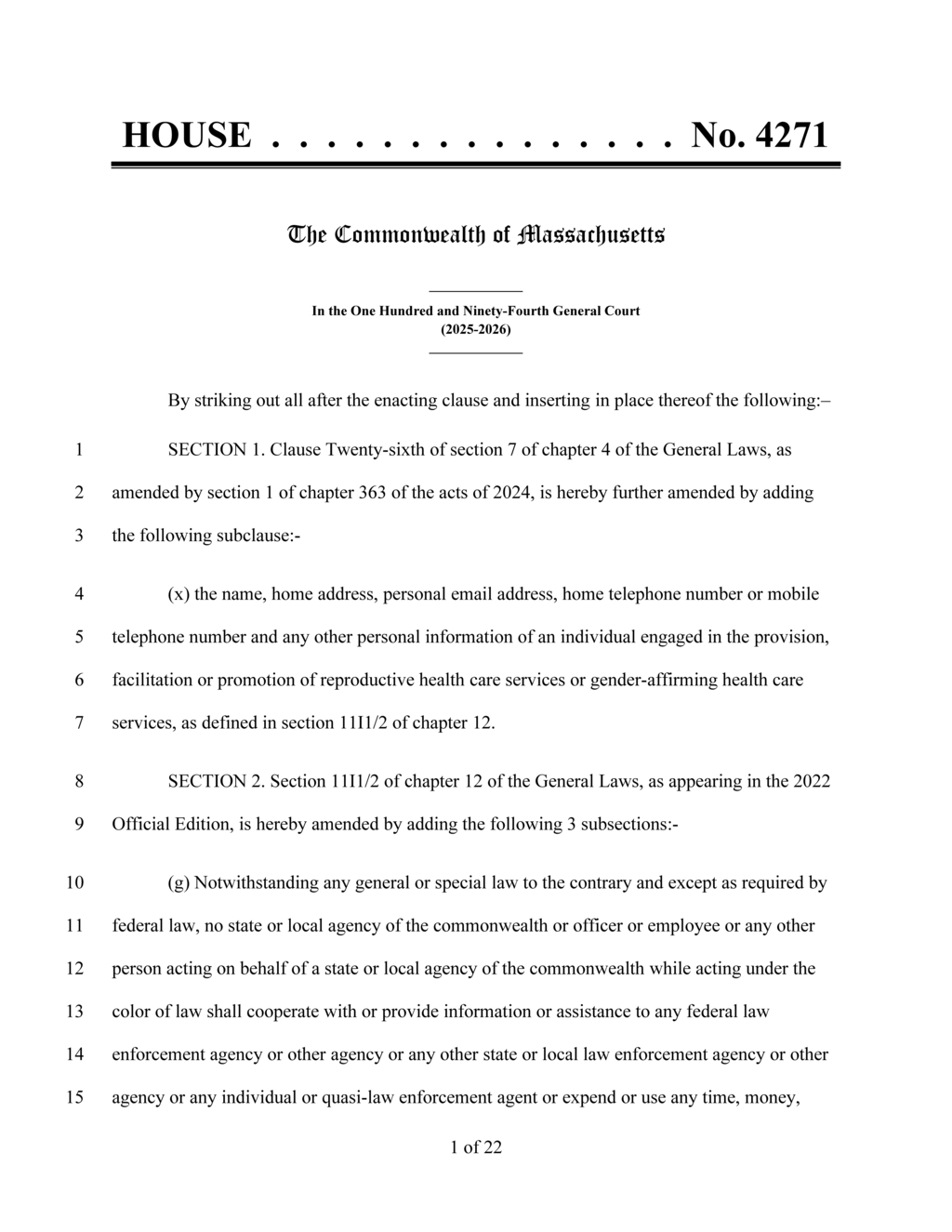 Massachusetts Legislature Prohibits Disclosure of Reproductive Health Care Data in HB 112