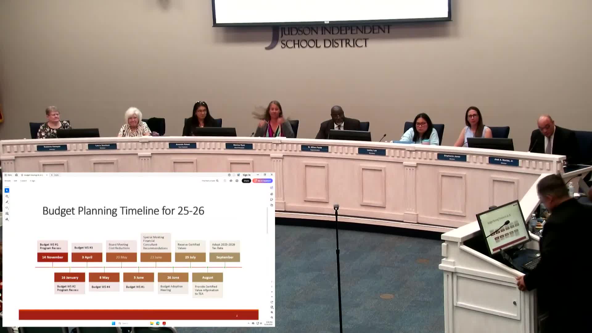 Judson ISD trustees adopt 2025–26 budget with $37 million shortfall; board OKs related spending lists