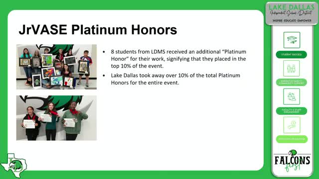 Lake Dallas Middle School Students Win Multiple Platinum Awards for Art and Leadership
