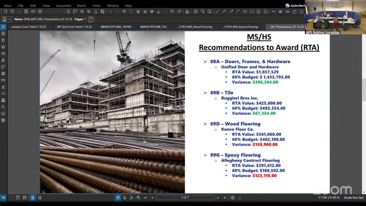 Building Committee Awards Bids for Doors and Tile Under Budget