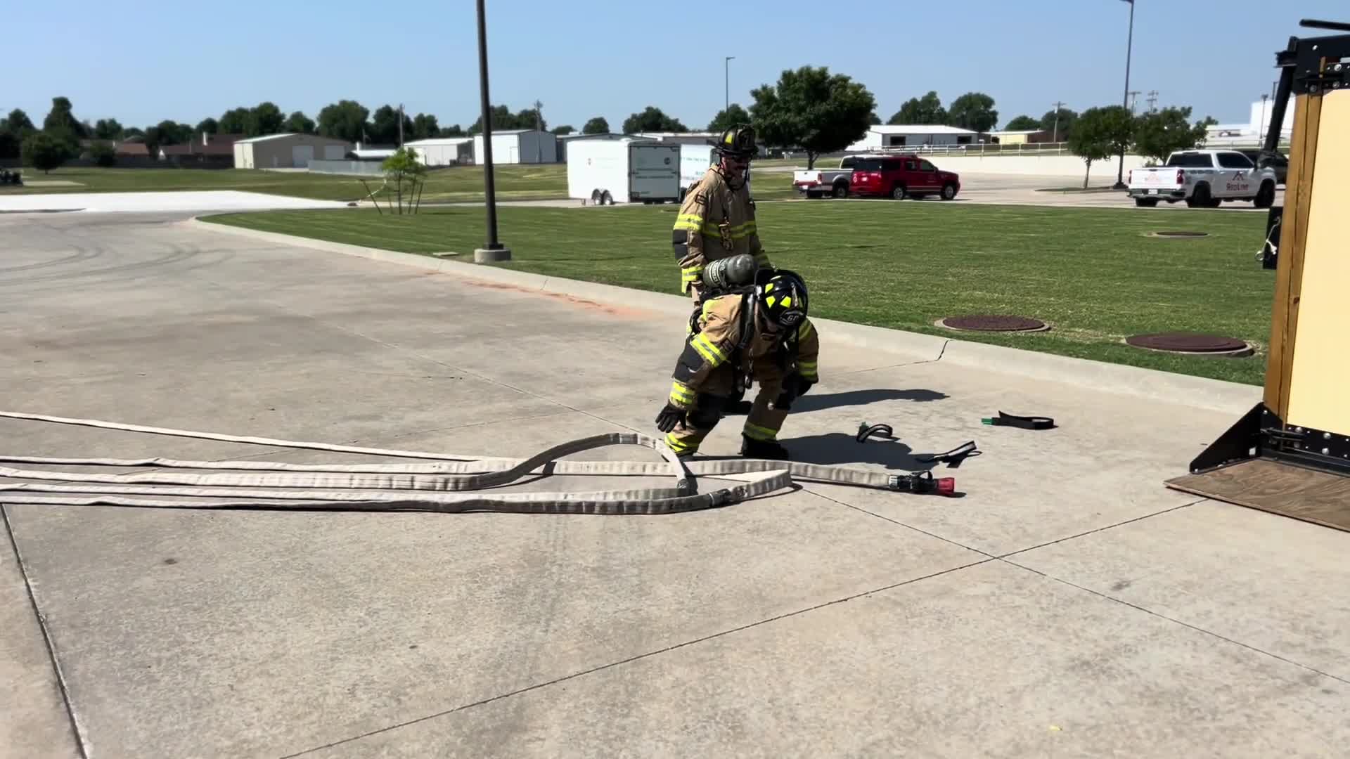 Yukon Fire Department demonstrates 1 3/4-inch Minuteman hose-bundle deployment