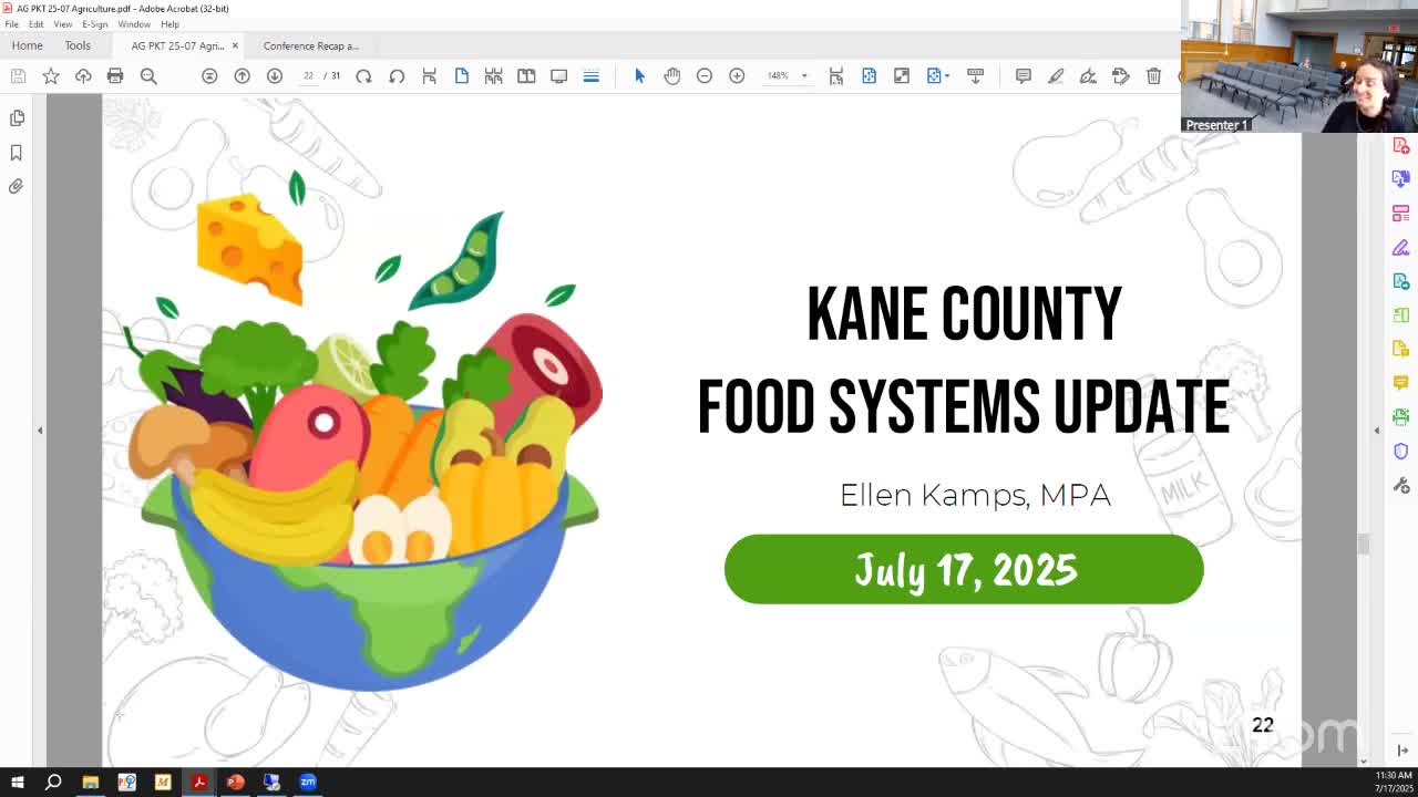 County consultant reports international and institutional partnerships; Georgetown pro bono project to inform ag strategy