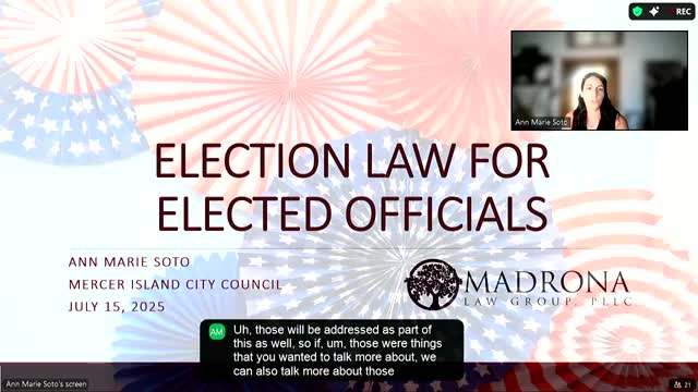 Mercer Island Council Discusses Election Laws and Campaign Guidelines for Officials