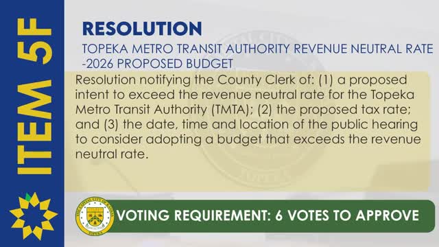 Topeka sets public hearings on tax rates; council amends city maximum mill levy to current rate before approving notification