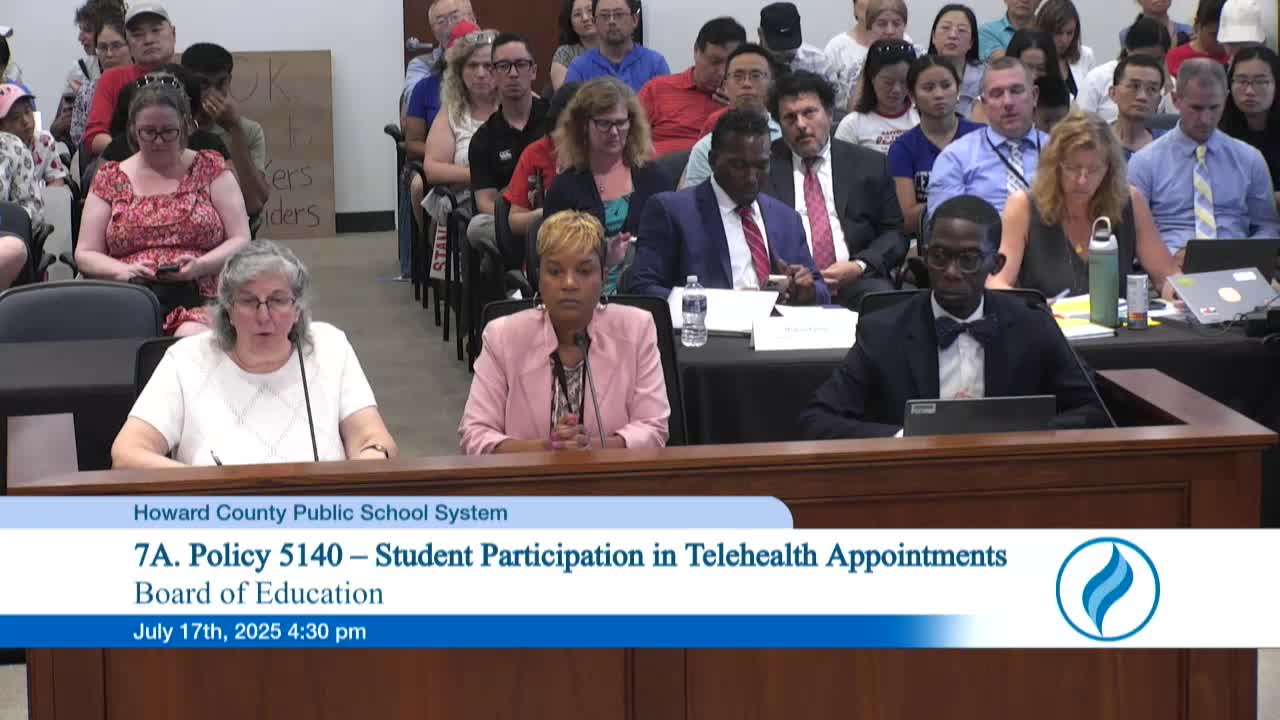 Howard County Board Approves Telehealth Participation Policy and Reviews Special Education Report