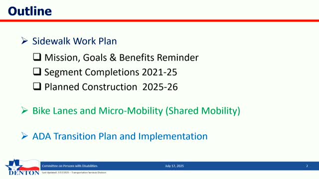 Project Manager Robin Davis details Austin's sidewalk improvements and ADA transition plans