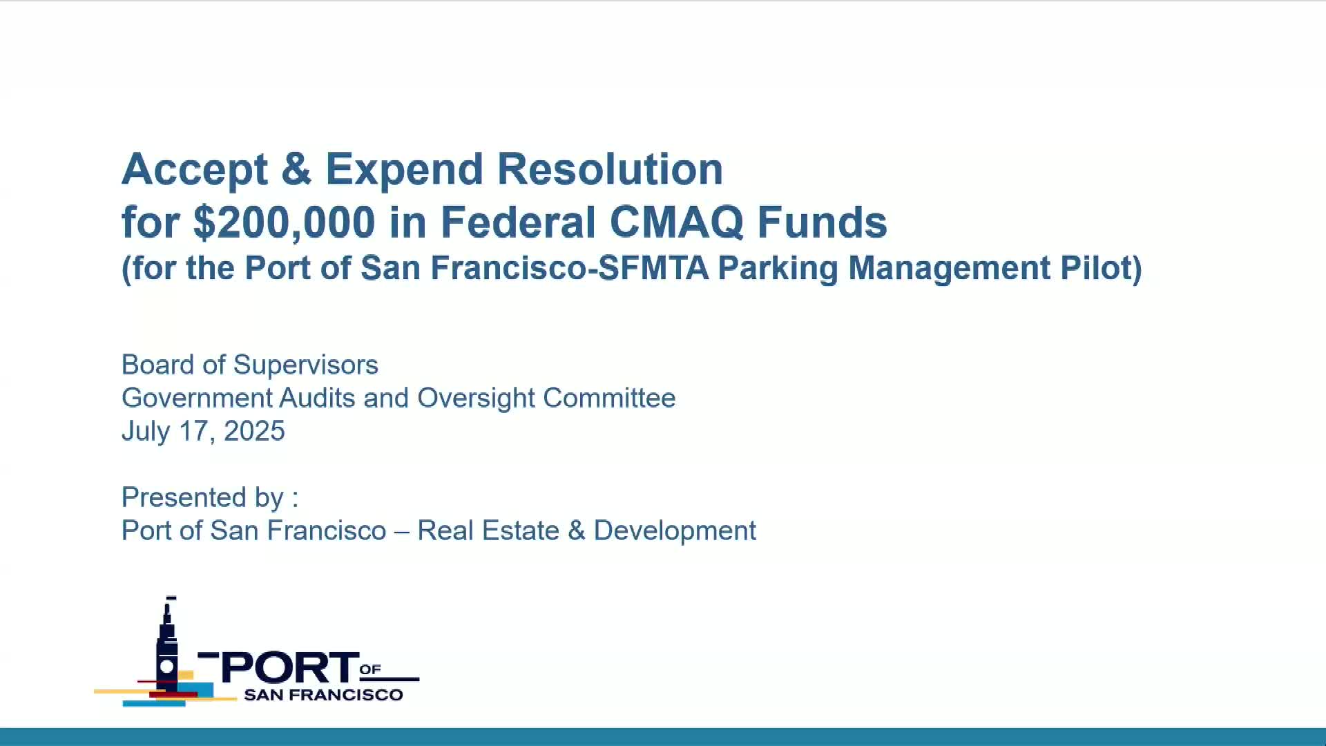 Port Secures $200,000 Grant for Improved Parking Management From MTC