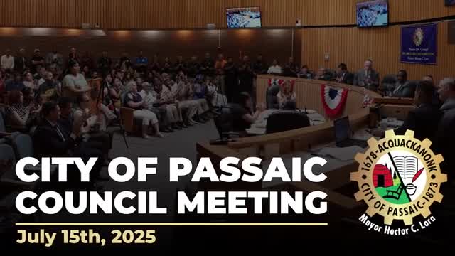 Passaic City Council Holds July Meeting with Mayor's Update