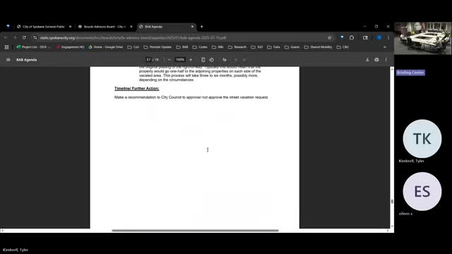 BAB recommends denial of two right-of-way vacation requests, citing pedestrian and bicycle access concerns