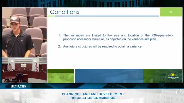 Commission approves variances for 720-square-foot workshop on substandard A1 parcel
