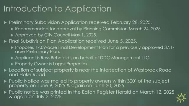 Clayton City Council Reviews Final Development Plan for Hunters Path Phase 3 Subdivision