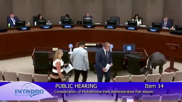 Escondido council approves one-time waiver of mobile-home survey administrative fees totaling $55,440