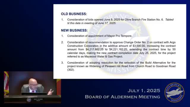 Olive Branch board backs build alternative for Pleasant Hill Road widening ahead of public hearing