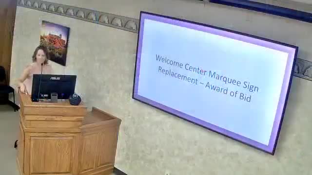 Commission approves $44,773 replacement of CVB welcome‑center marquee sign