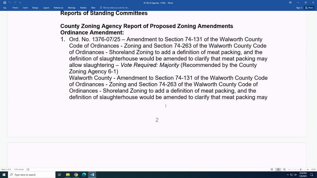 Walworth County Approves Zoning Amendments for Agricultural Districts and Recreational Areas