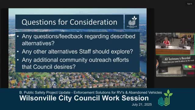 Wilsonville Council Discusses RV Parking Solutions and Community Outreach Efforts