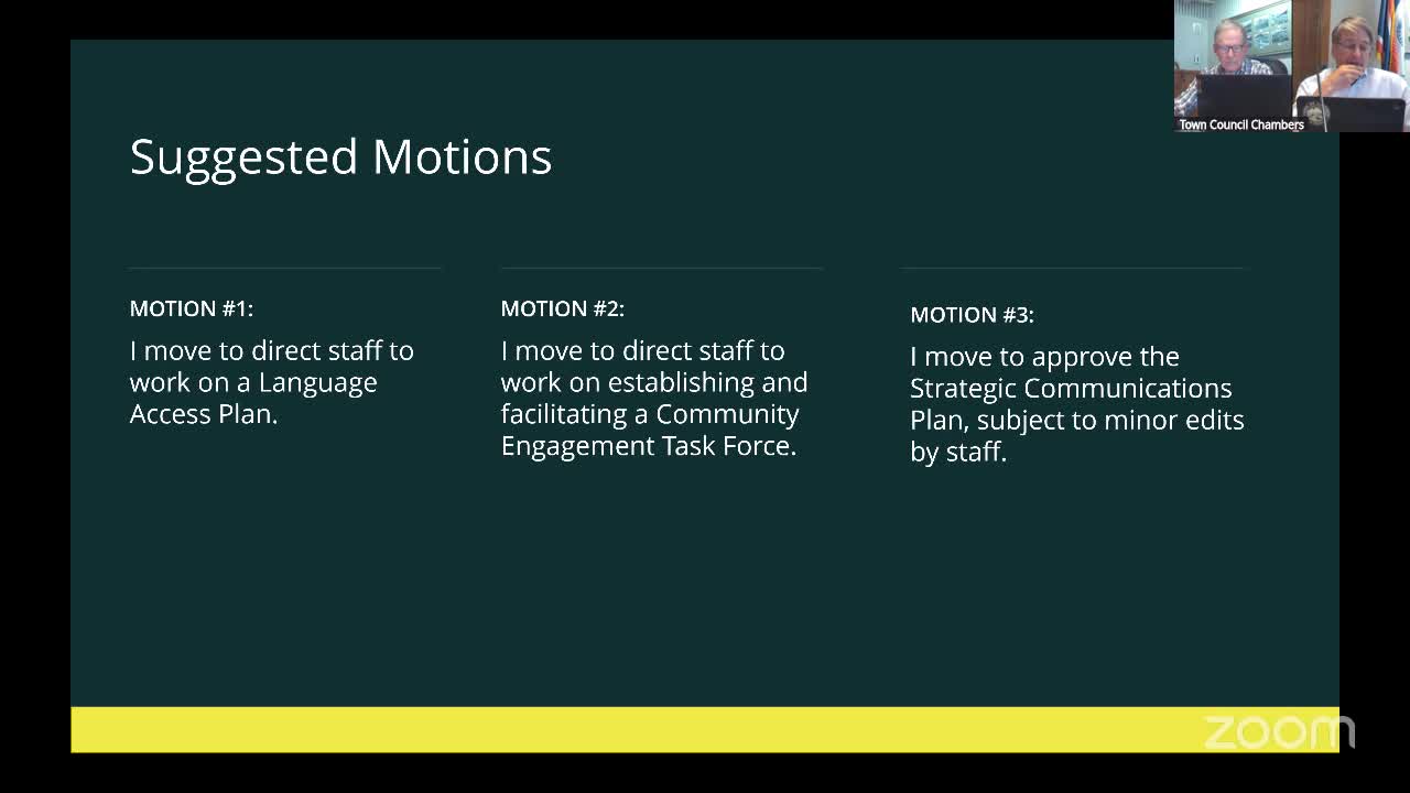 Councilwoman Speary recommends staff to create language access plan and community engagement task force