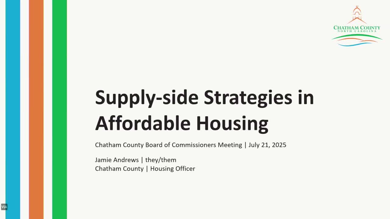 Chatham County Explores Supply Side Housing Strategies Amid Rising Costs and Migration Trends