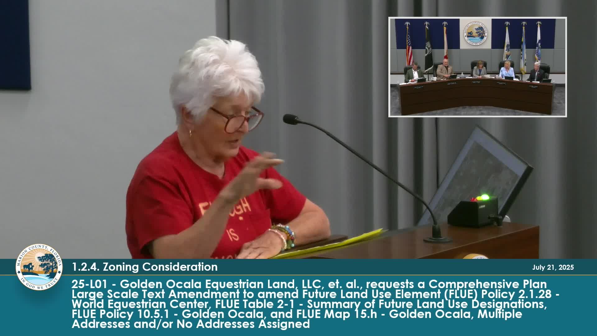 Residents Oppose Rezoning for Sports Complex Near Ocala Farmland Preservation Area