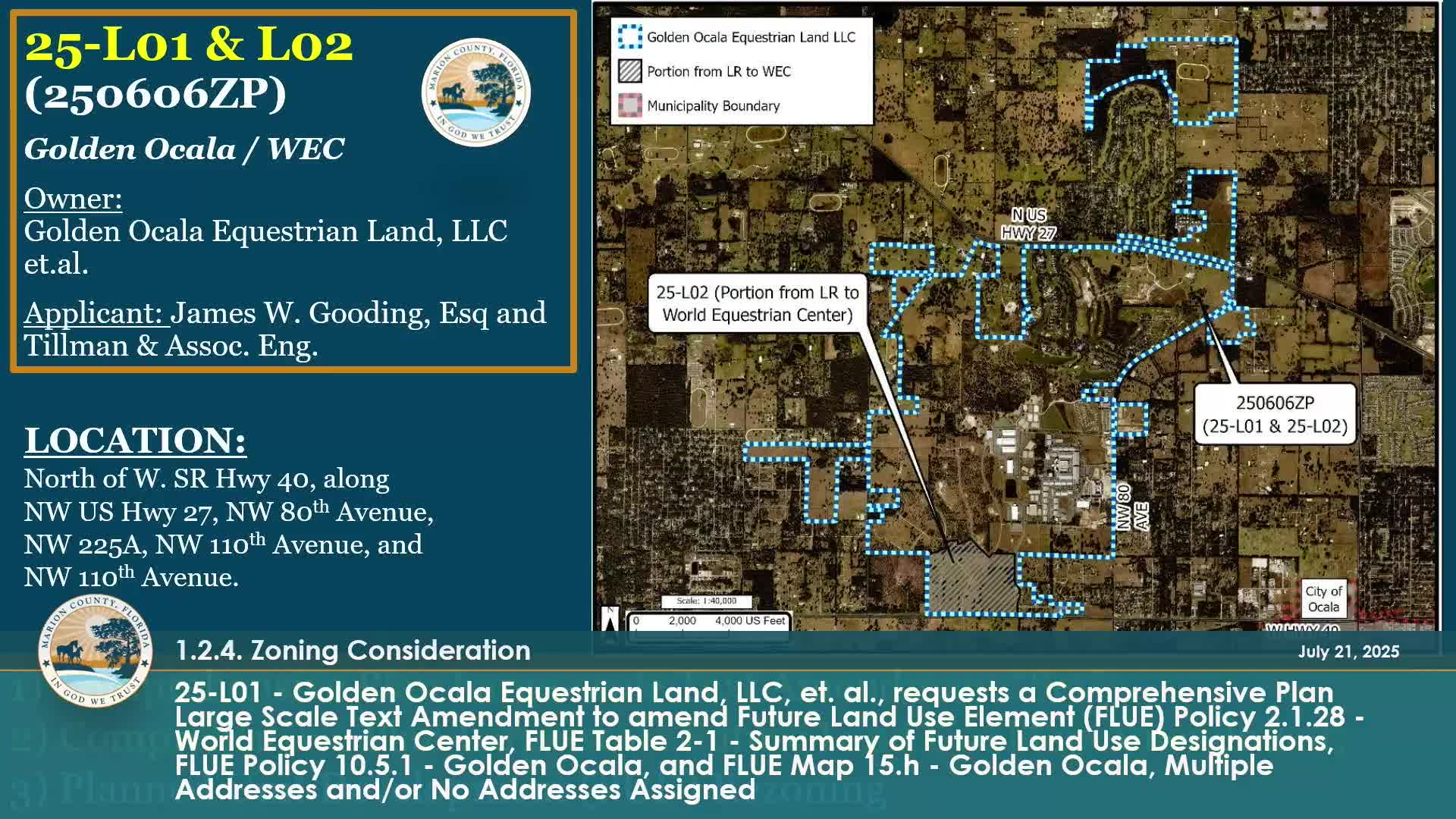 County Commissioners Review Comprehensive Plan Amendments for Golden Ocala Equestrian Center