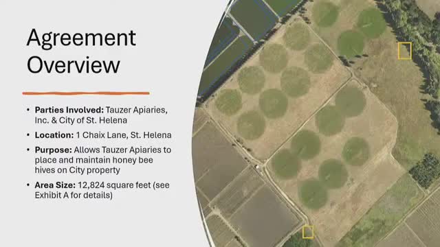 Saint Helena City Council Approves Tauzer Apiaries' Honeybee Hive Placement Agreement