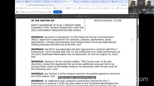 County ratifies addendum to fair rodeo contract; sponsorships reported at $46,100