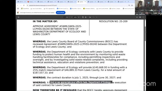 Lewis County renews Department of Ecology solid-waste grant; county match required