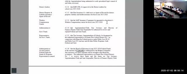 Grants Pass SD 7 board amends signature policy, adds business manager and sets higher-signature threshold