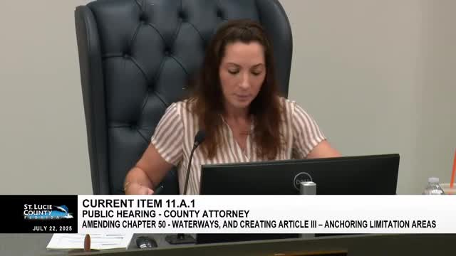 St. Lucie County adopts ordinance creating anchoring limitation areas, pairs with Fort Pierce for on-water enforcement