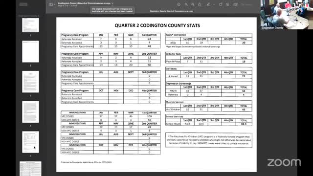 Public health office reports rising pregnancy referrals, schedules school immunization clinics; budget adjustments considered