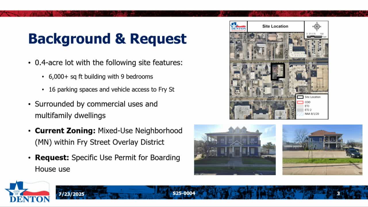City Council Considers Specific Use Permit for Boarding House in Fry Street District