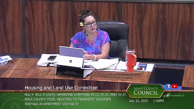 Maui Council Discusses Housing Affordability and Due Diligence on Aging Properties