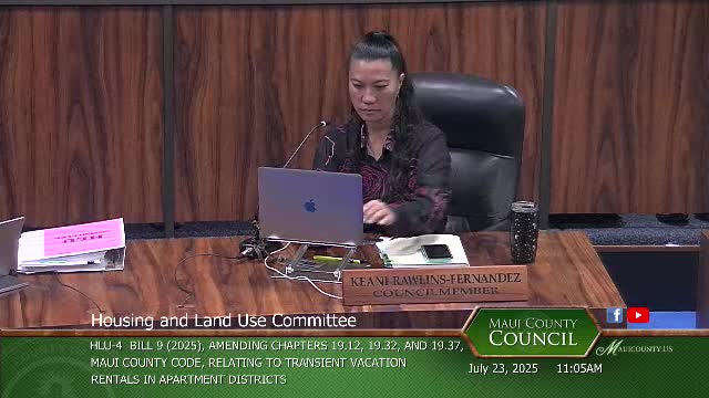 Hawaii Council Examines Bill 9's Impact on Local Housing and Economic Stability