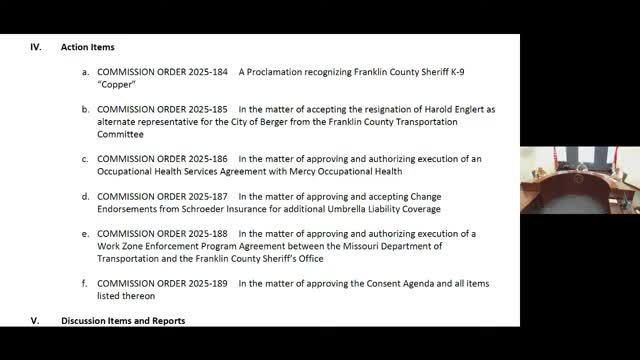 Commission authorizes occupational health services agreement with Mercy Occupational Health