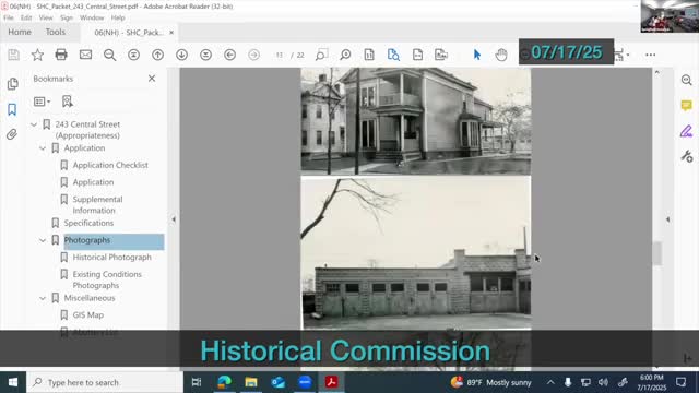 Commission approves conversion of detached garage at 843 Central Street for baseball academy use