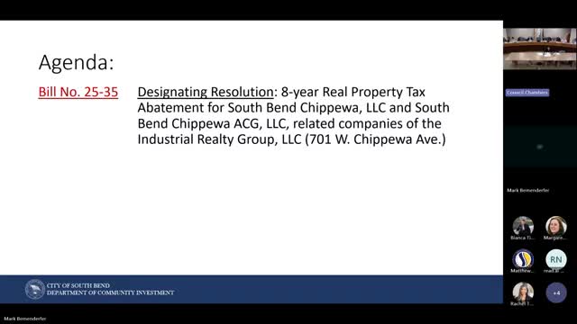 City committee backs tax‑abatement designation to support redevelopment of former Studebaker site at 701 W. Chippewa