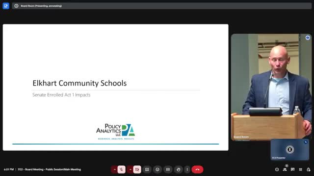 Elkhart Community Schools Review Impact of Senate Enrolled Act 1 on Property Taxes