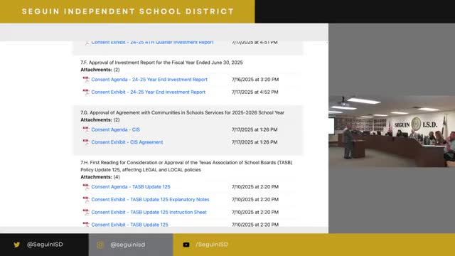 Community Schools Program Presents Services at Seguin ISD Board Meeting