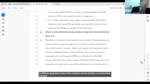 Black Hills Corporation defends efficient solar installer process during cross examination