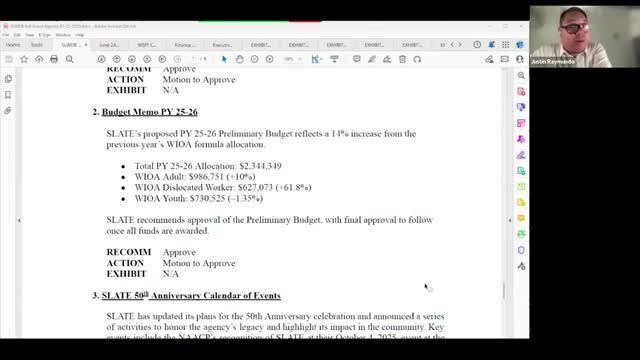 SLATE board adopts preliminary 2025–26 budget after WIOA allocation increase
